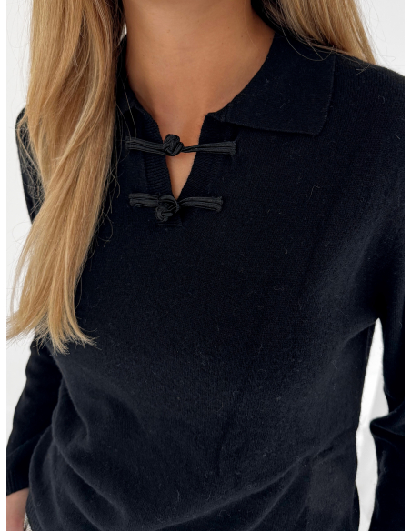 Blend wool polo shirt with toggles