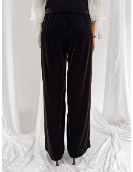 Chenille trousers with an elasticated waist