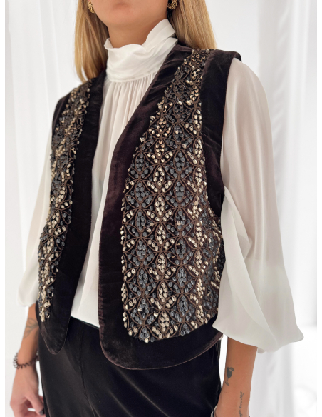 Embroidered vest with appliqués