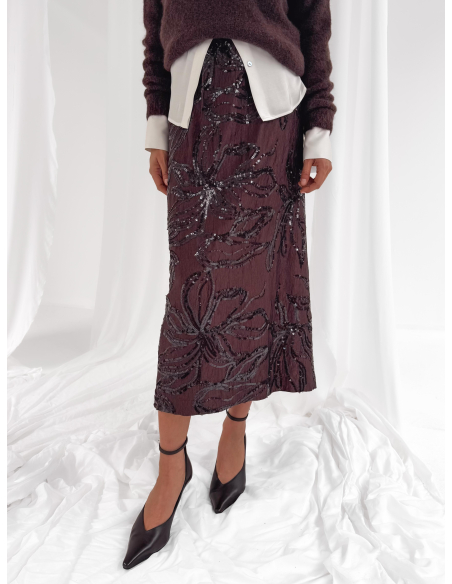 Midi skirt embroidered with sequins