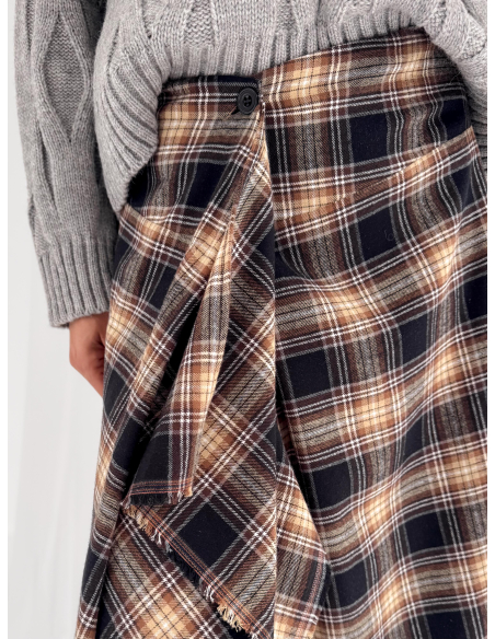 Maxi gonna a portafoglio in flanella check