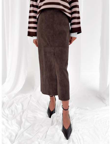 Faux leather longuette skirt
