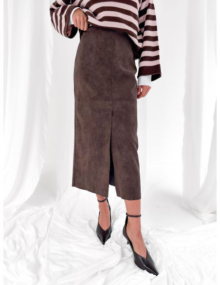 Faux leather longuette skirt