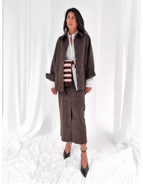 Faux leather longuette skirt