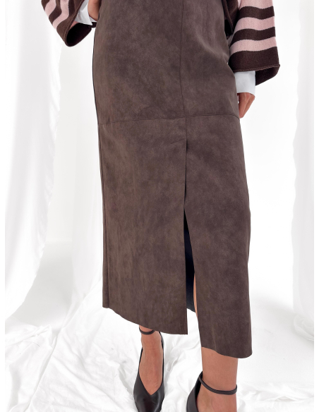 Faux leather longuette skirt