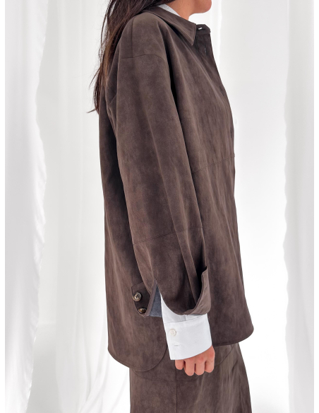 Oversized eco leather shirt