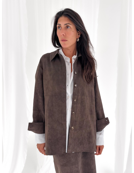 Oversized eco leather shirt