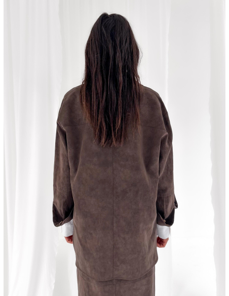 Oversized eco leather shirt