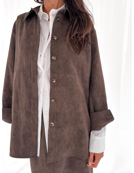 Camicia oversize in simil pelle