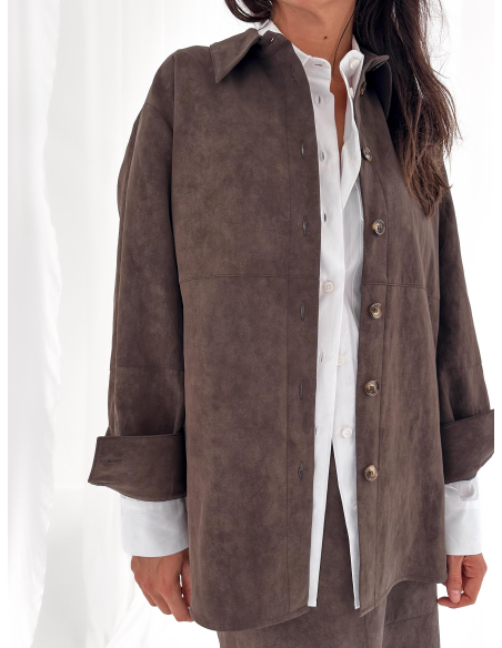 Oversized eco leather shirt