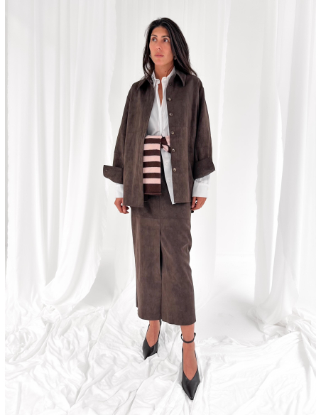 Oversized eco leather shirt