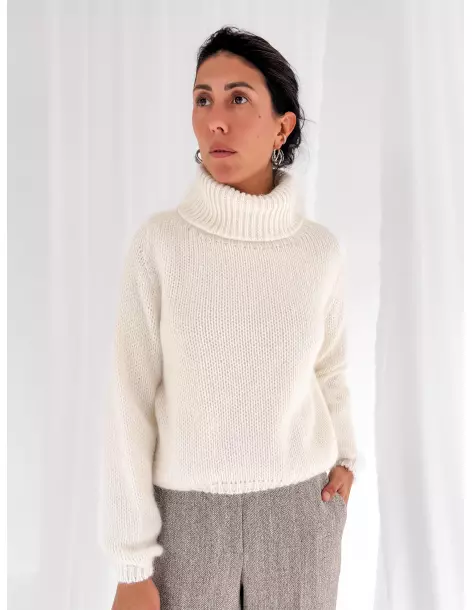 Angora-blend turtleneck sweater