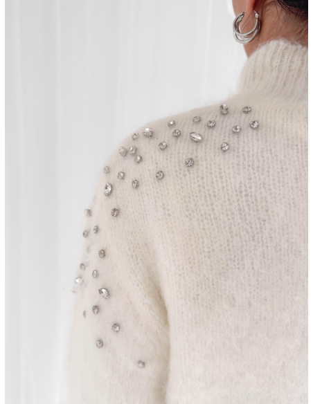 Rhinestone high-neck sweater