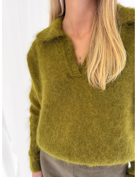 Maglione a polo in misto lana