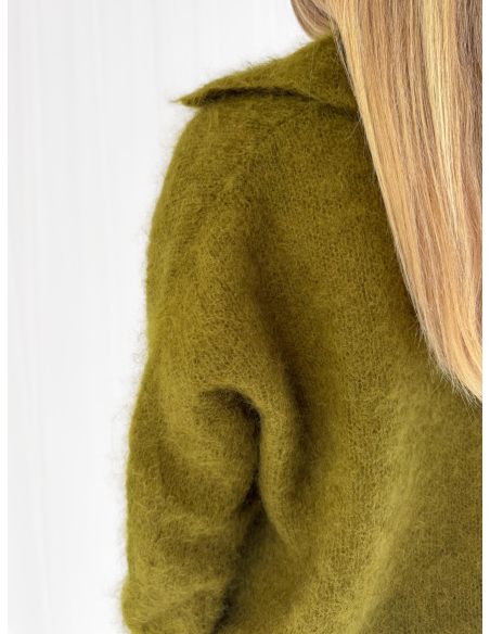 Maglione a polo in misto lana