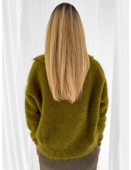 Wool-blend polo sweater