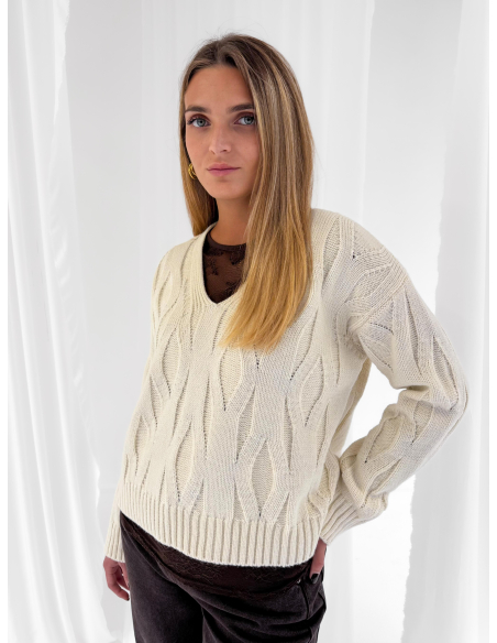 Maglione in lana blend scollo a V