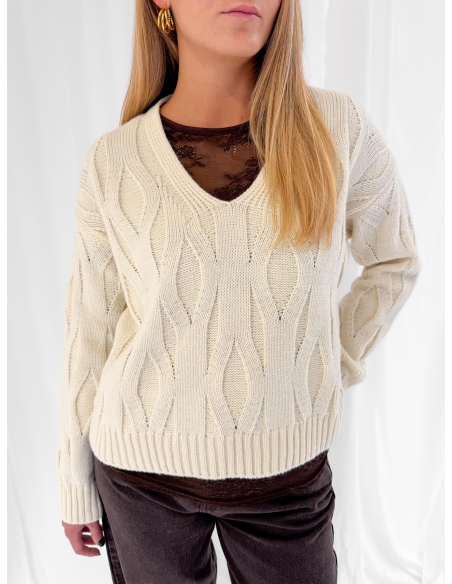 Maglione in lana blend scollo a V