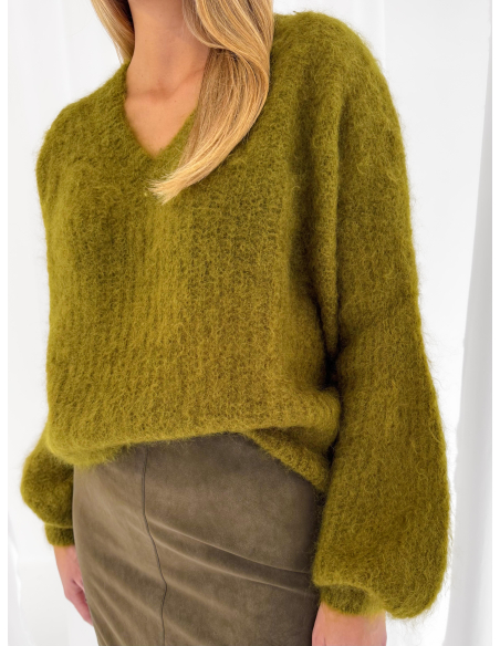 Wool-blend V-neck sweater