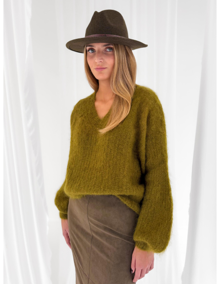 Maglione scollo a V  in misto lana