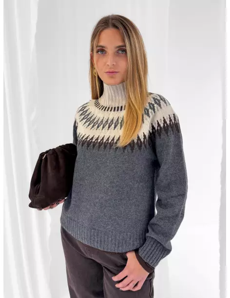 Maglione stampa norvegese lana blend