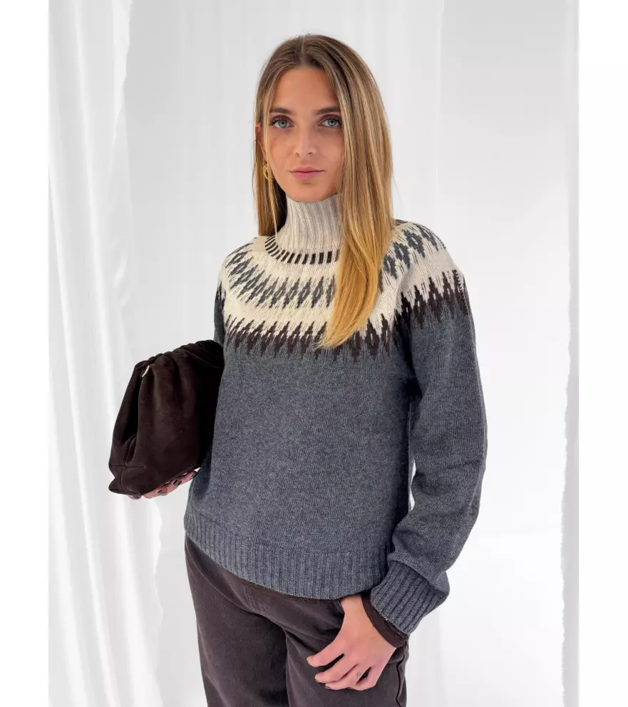 Maglione stampa norvegese lana blend
