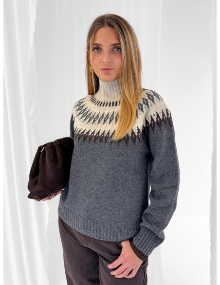 Wool-blend sweater with Norwegian-style print