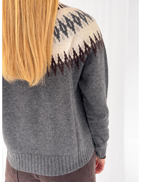 Wool-blend sweater with Norwegian-style print