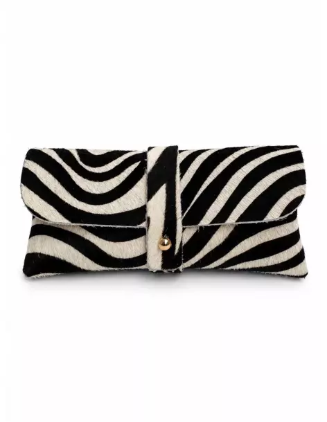 Zebra-print calf hair glasses case
