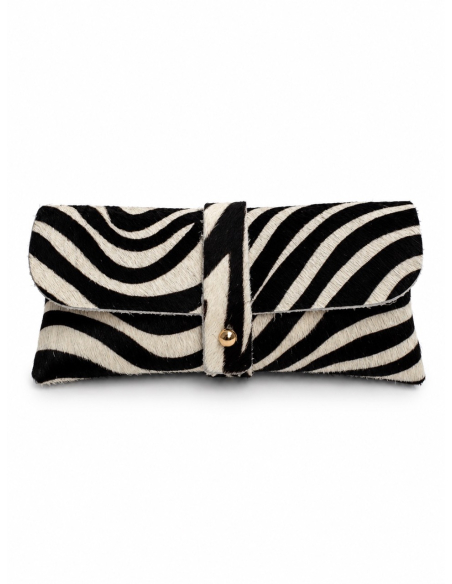Zebra-print calf hair glasses case