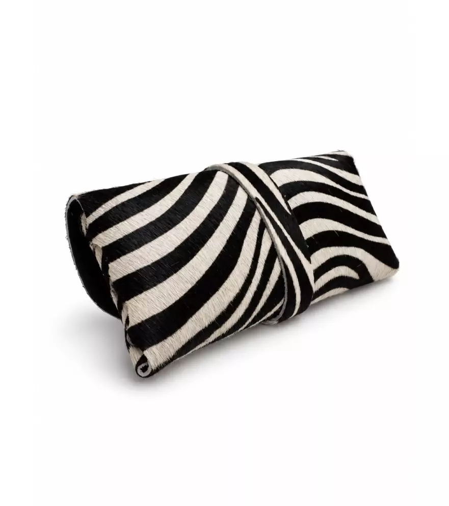 Zebra-print calf hair glasses case