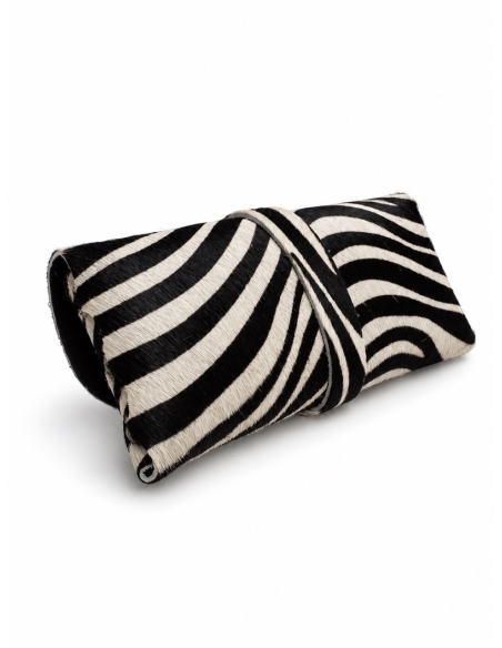 Zebra-print calf hair glasses case