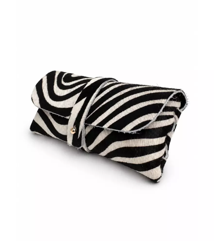 Zebra-print calf hair glasses case