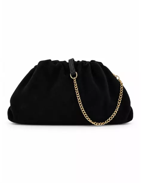 Cristy clutch nera in camoscio
