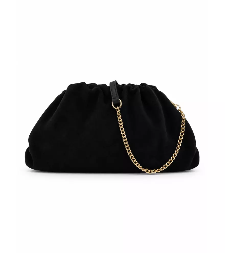Cristy clutch nera in camoscio