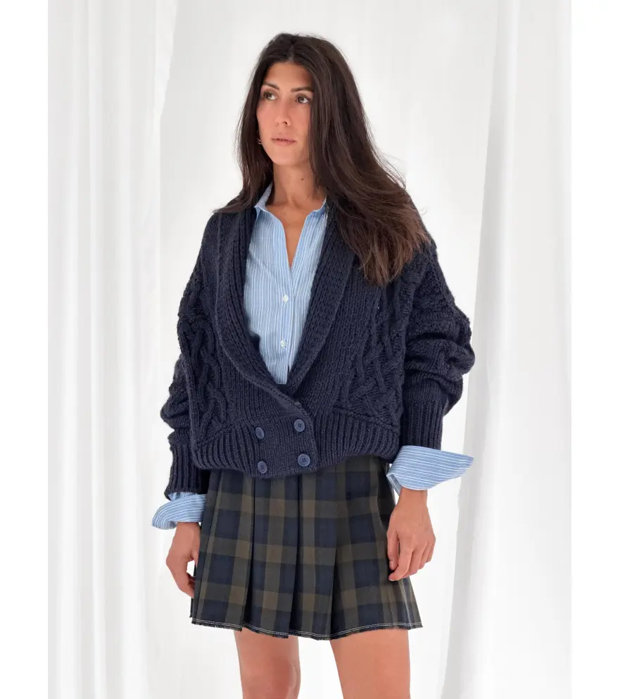Plaid pleated mini skirt