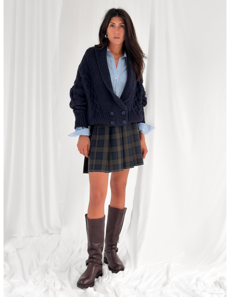Plaid pleated mini skirt