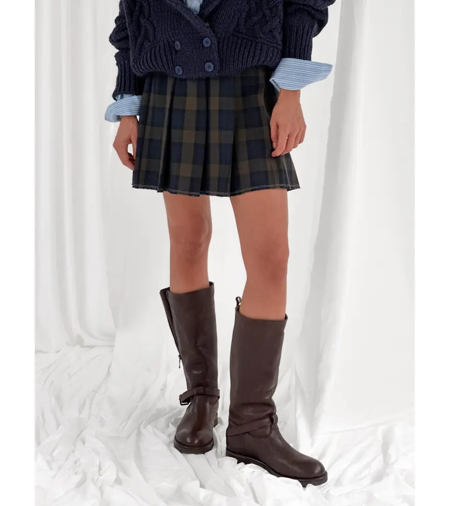 Plaid pleated mini skirt