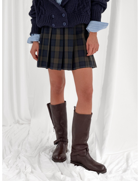 Plaid pleated mini skirt