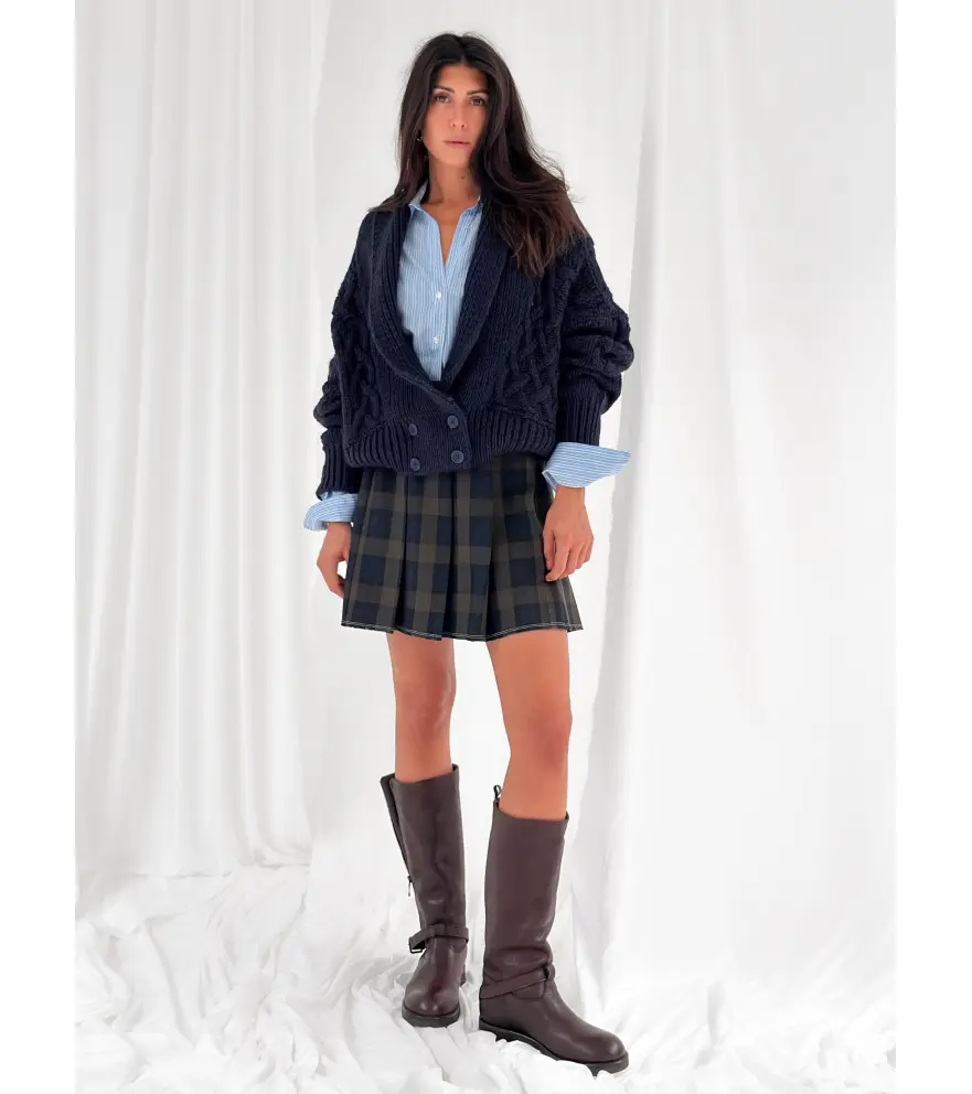 Plaid pleated mini skirt