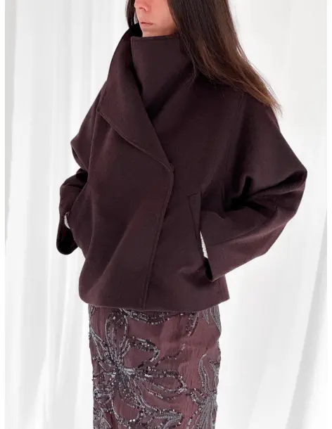 Caban with a funnel neck