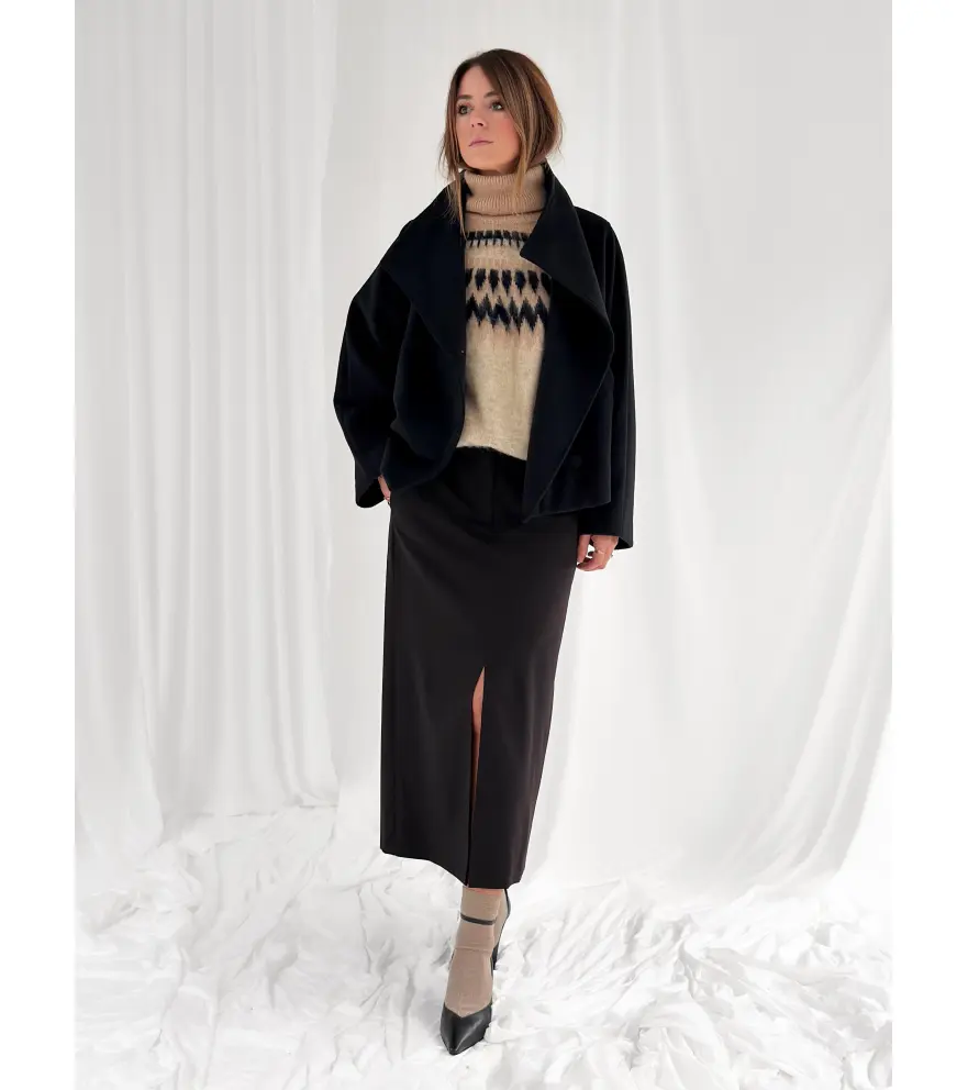 Caban with a funnel neck