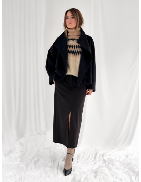 Caban with a funnel neck