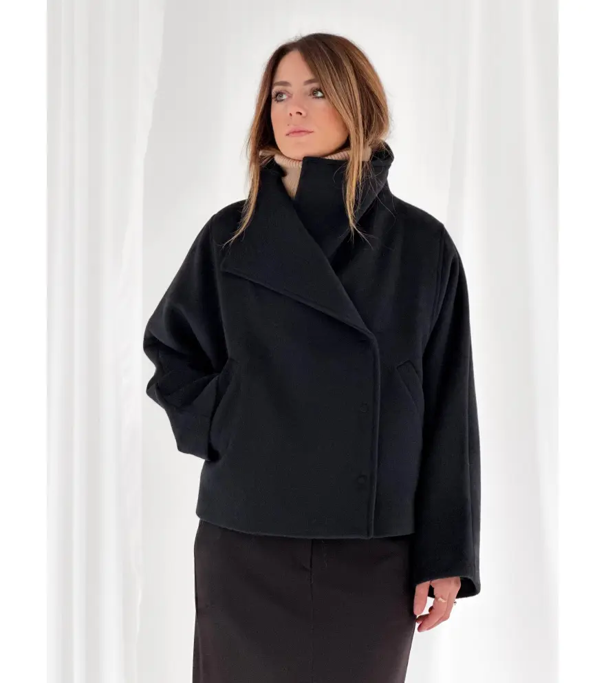 Caban with a funnel neck