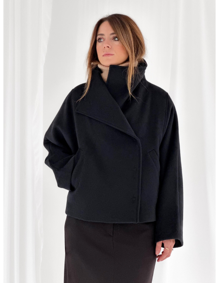 Caban with a funnel neck