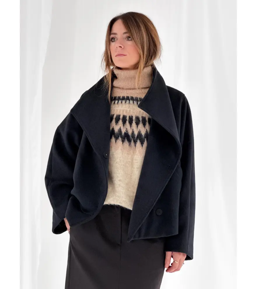 Caban with a funnel neck