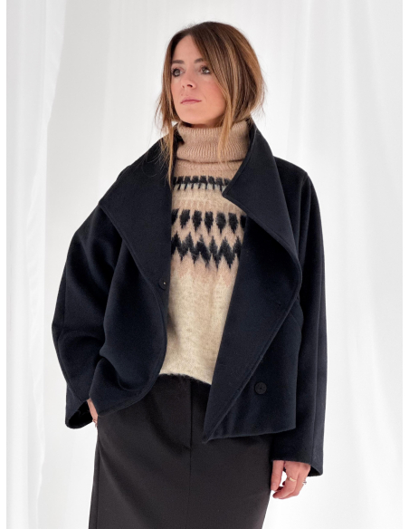 Caban with a funnel neck