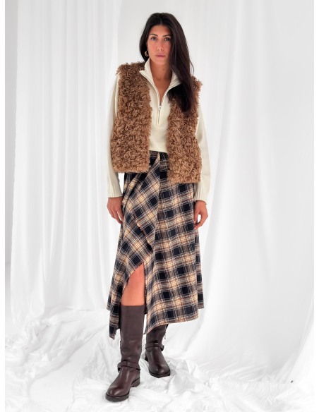 Checked flannel wrap maxi skirt