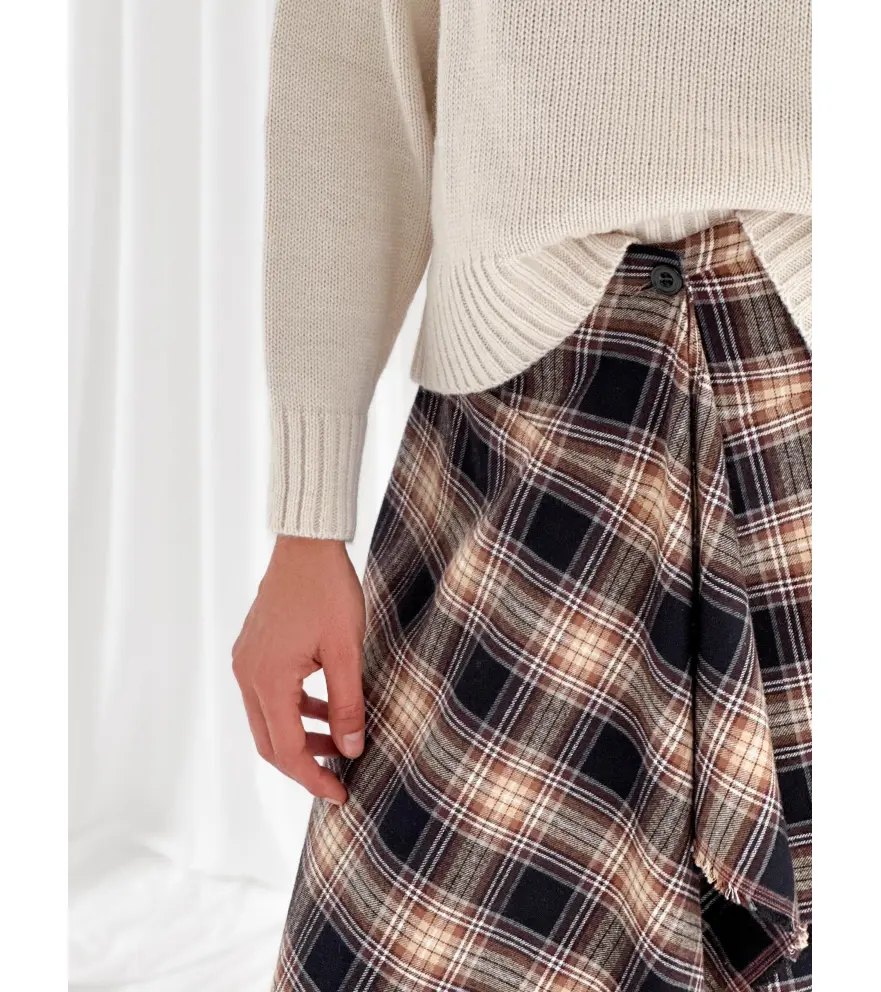 Checked flannel wrap maxi skirt