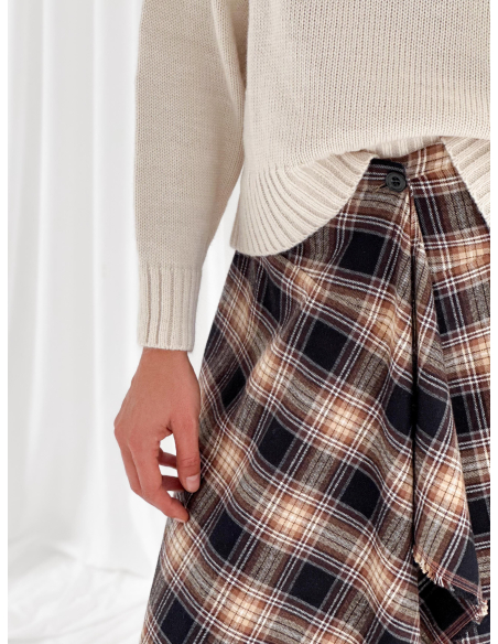 Checked flannel wrap maxi skirt